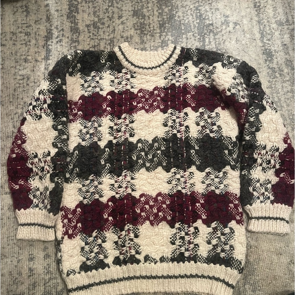 Plaid wool knit sweater